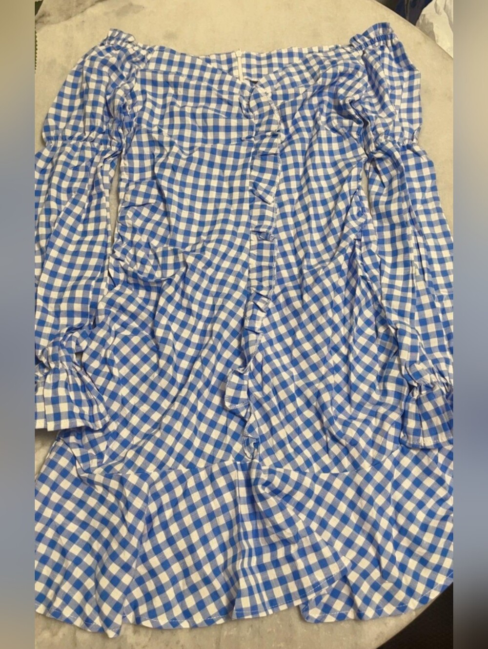SHEIN Blue Gingham One-Shoulder Mini Dress - Picture 2 of 2